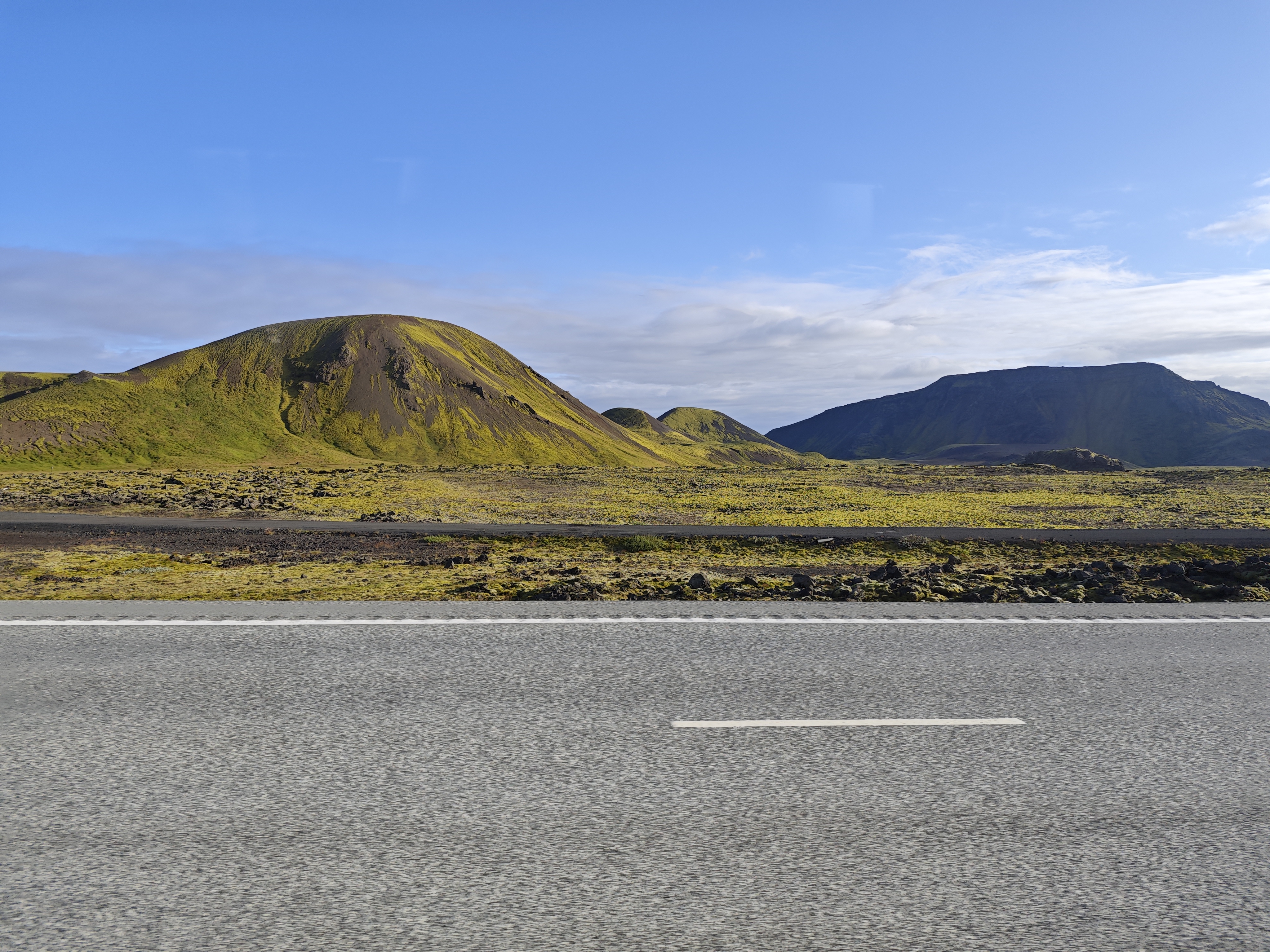 The moss on the mountain turns yellow